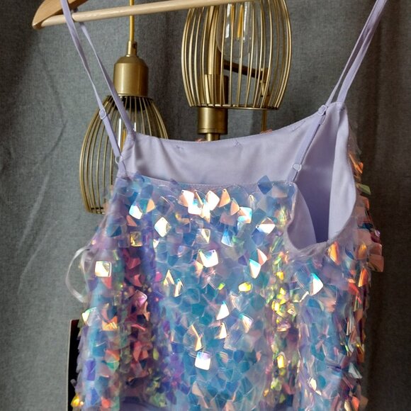 Lulu’s Iridescent Sequin Camisole Crop Top NWT Pastel Festival Party - Picture 7 of 10